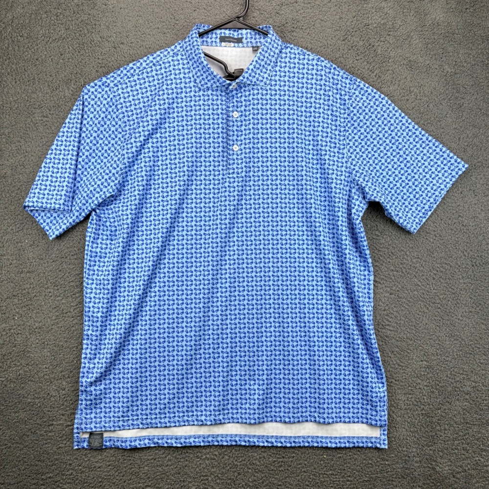 Turtle Bay Mens‎ Short Sleeve Polo Shirt Golf Blue All Over Print 2XL